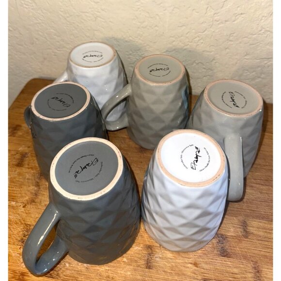 Set Of 6 Elama Diamond Textured Ceramic Mugs - Picture 8 of 8